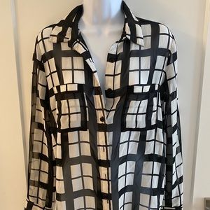 Black white button down shirt forever21